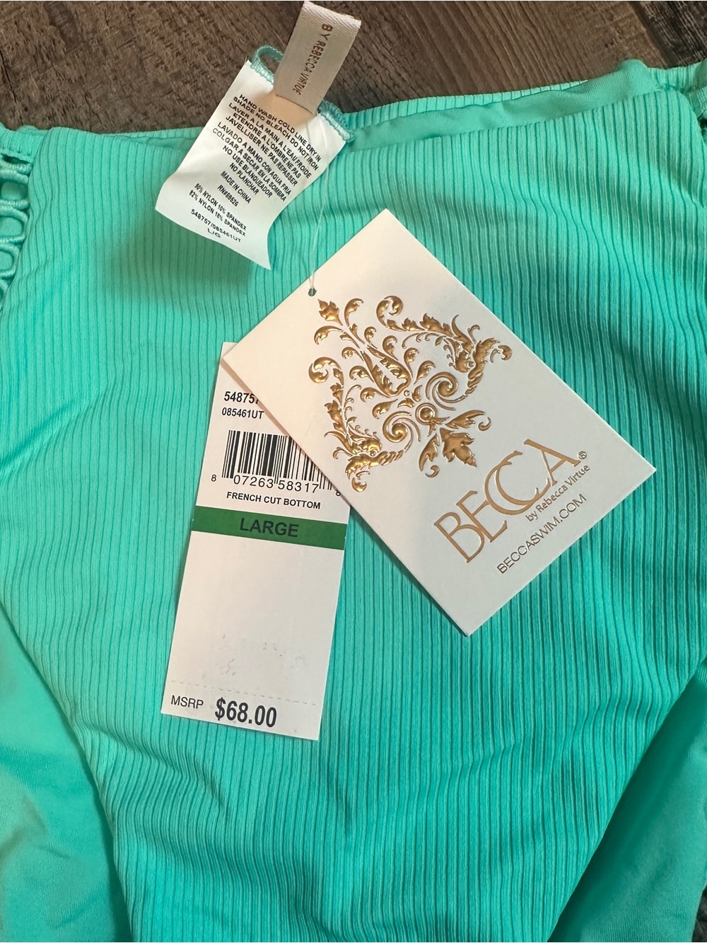 Becca by Rebecca Virtue Elise High Waist Bikini Bottom in a vibrant Aqua - Picture 4 of 6